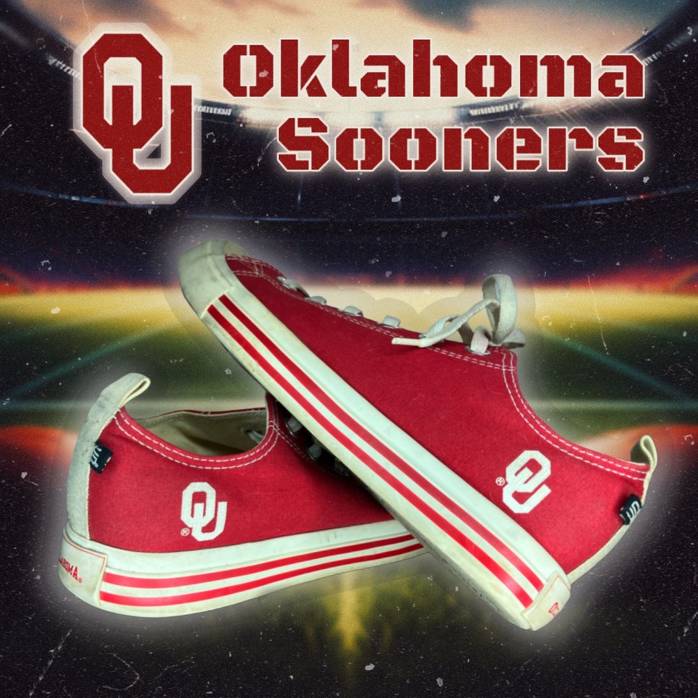 Skicks brand OU Oklahoma Sooners Unisex Low Top Canvas Shoes sz 7M / 9W